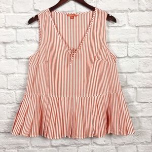 ModCloth orange and white striped peplum pleated